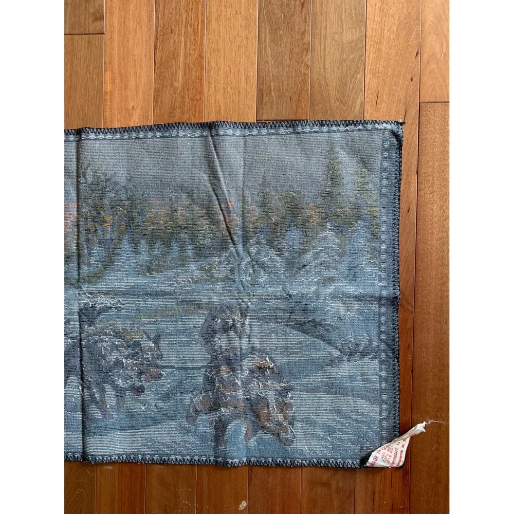 Vintage Italian Tapestry Wall Hanging Rustic Cabin Decor‎ 1960s